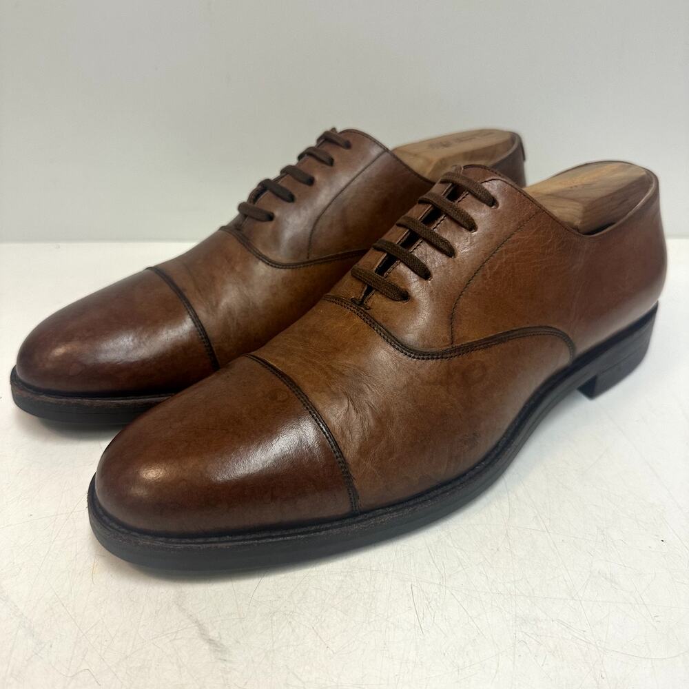 VERY GOOD Polo Ralph Lauren Brown Calf Oxford Dainite Bench Made in Italy 9 D
